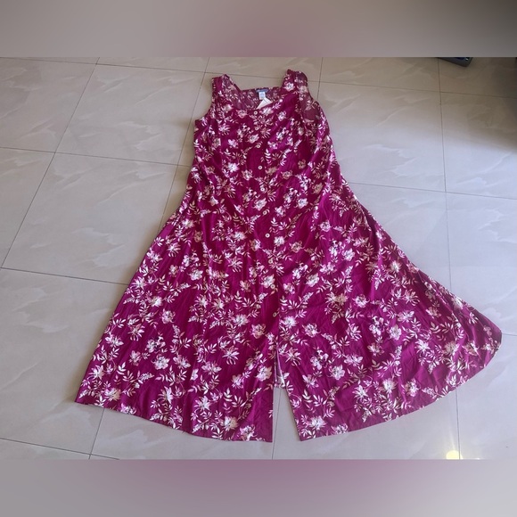 Koret pink Floral Sleeveless Maxi Button Front Dress 2X Plus summer lightweight - Picture 15 of 16